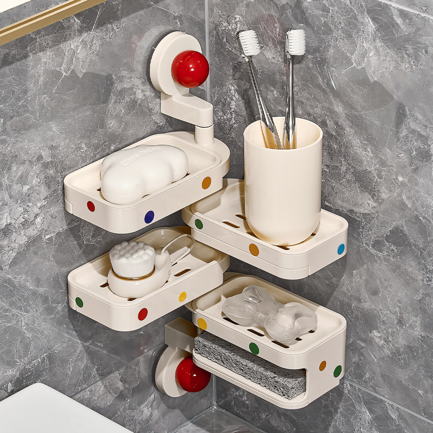 吸盘旋转肥皂盒壁挂式免打孔香皂盒置物架2025新款卫生间多层沥水,淘宝优惠券,粉丝福利购,淘宝优惠卷