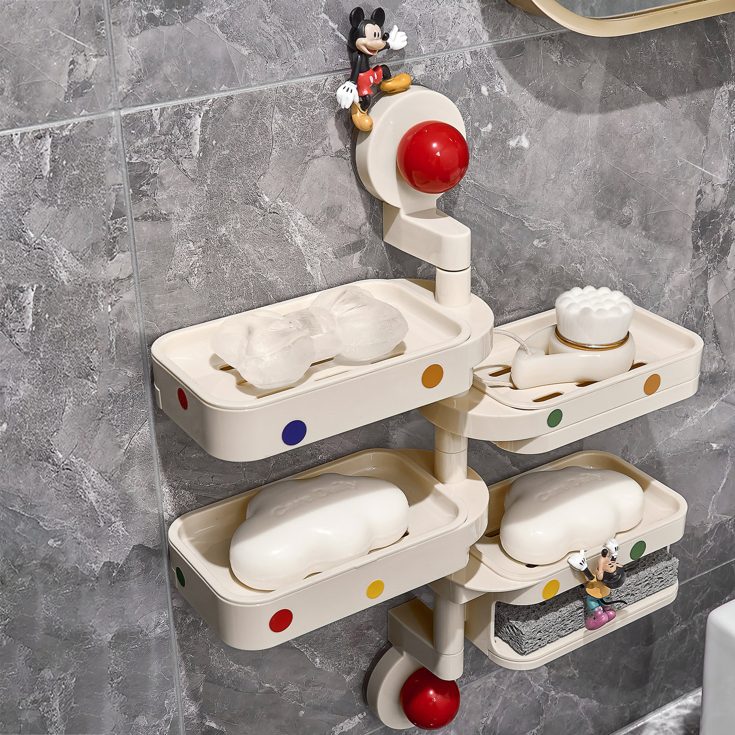 吸盘旋转肥皂盒壁挂式免打孔香皂盒置物架2025新款卫生间多层沥水,淘宝优惠券,粉丝福利购,淘宝优惠卷