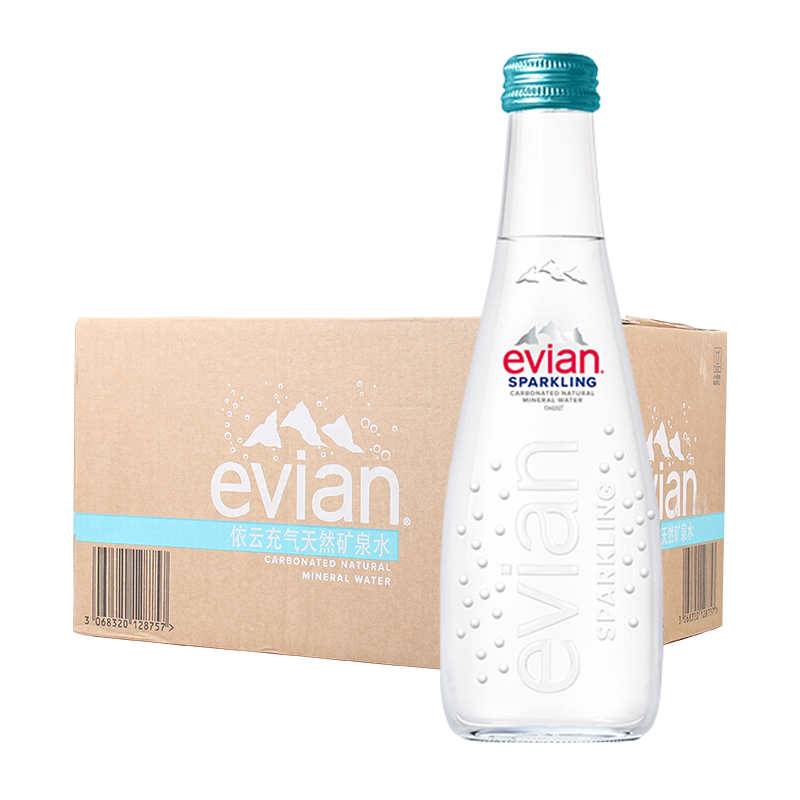 法国evian依云天然矿泉水330ml*20高端玻璃瓶气泡水750*12 - 图3