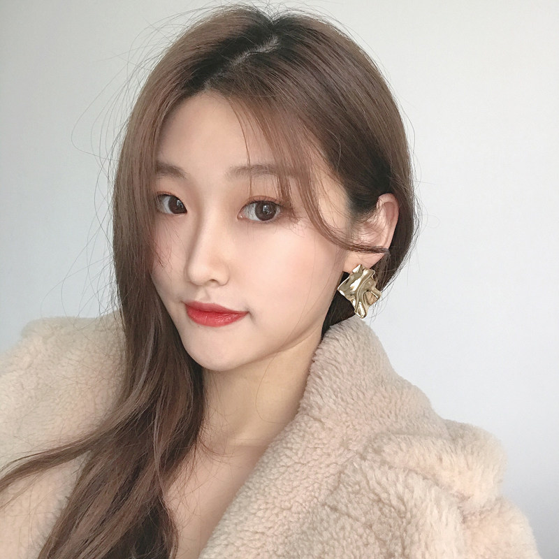 S925银针几何金属质感耳环创意不规则冷淡风耳饰欧美潮流耳夹H812,淘宝优惠券,粉丝福利购,淘宝优惠卷