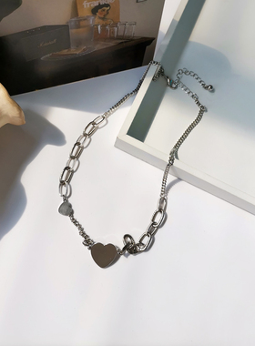 日韩风简约小众爱心形街拍项链