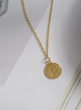 潮流金属质感硬币项链豆豆链嘻哈