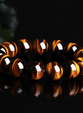 闪电纹14mm天然黄虎眼石手串