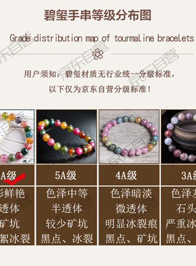 石玥珠宝 收藏级多彩碧玺手链手串 水晶玛瑙 男女士款