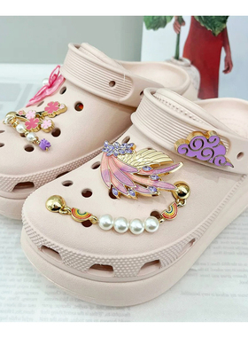 鞋花crocs专柜同款金属祥云