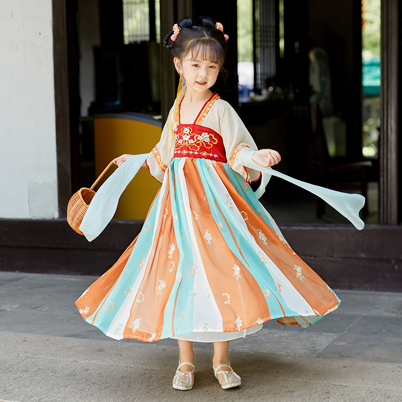 公主古装女童汉服中国风六一儿童春夏连衣裙女孩唐装新款舞蹈裙子