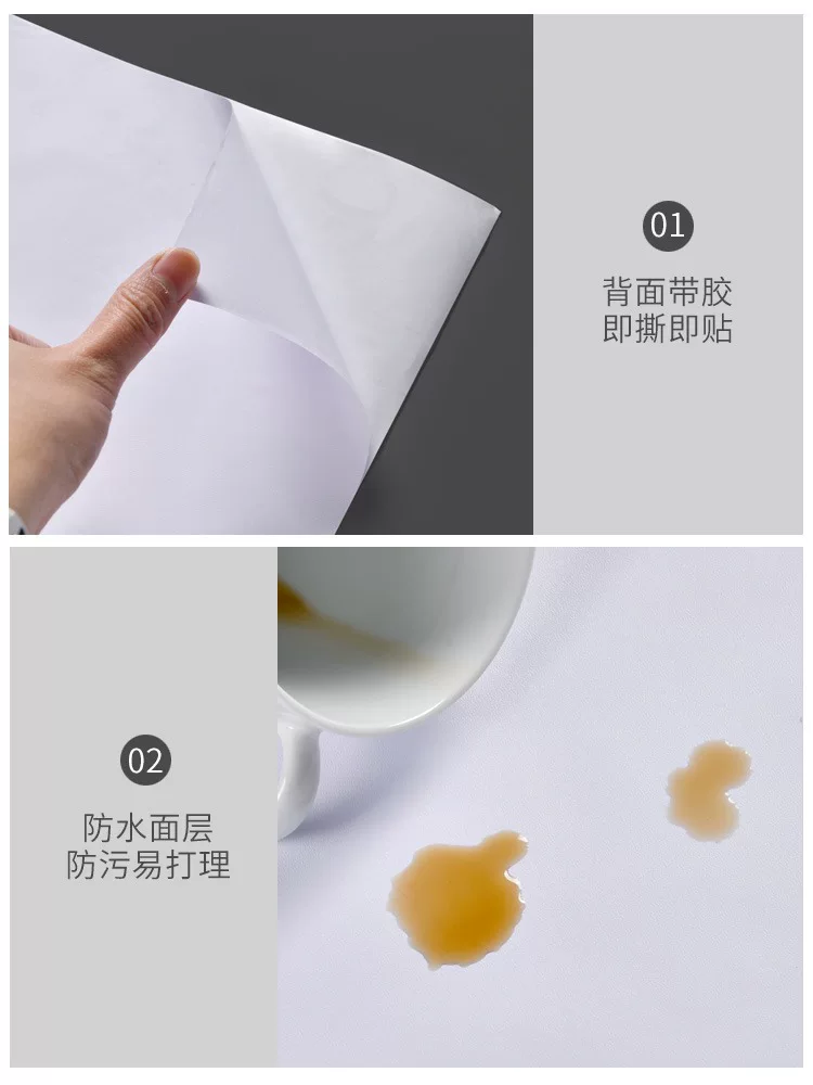Self-adhesive wallpapers, waterproof foundation, white erasable sticker on wall