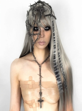 拼接十字架暗黑项链设计师款长链