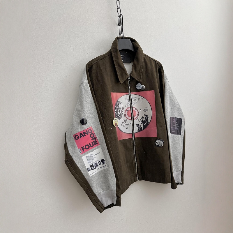 Without Me/SMILEANDSAD手工设计朋克摇滚贴布不规则拼接徽章夹克 - 图3