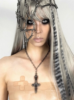 十字架暗黑项链设计师款锁骨链