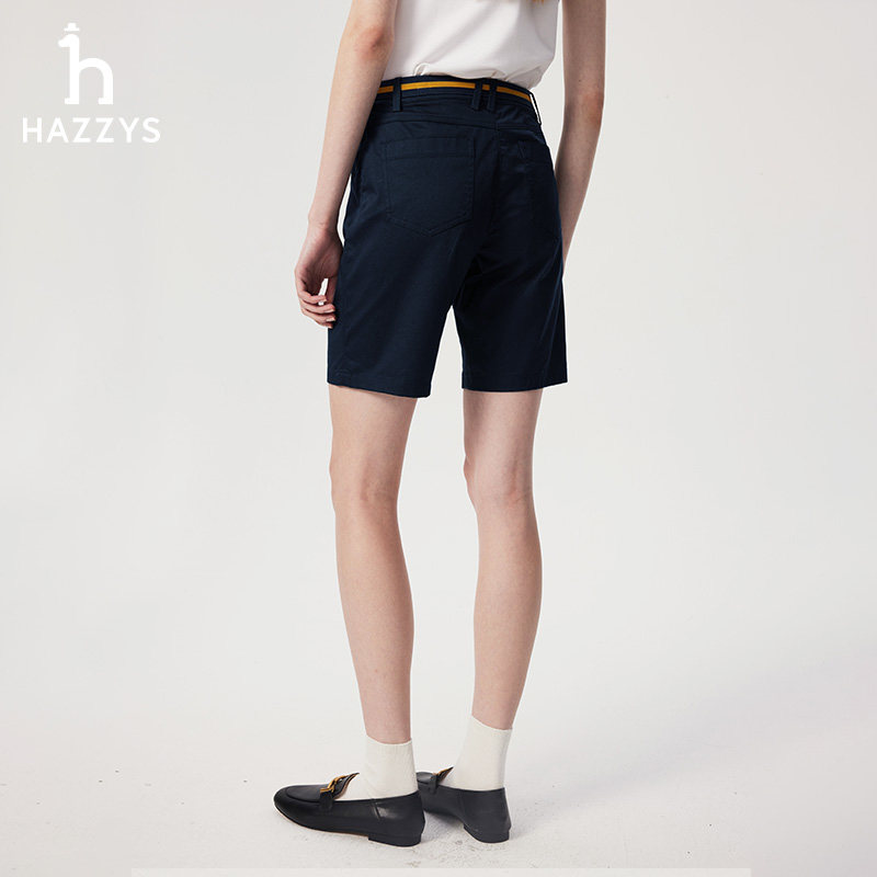 Hazzys哈吉斯春夏短裤女士时尚休闲裤潮流多色附带腰带净色裤子女,淘宝优惠券,粉丝福利购,淘宝优惠卷
