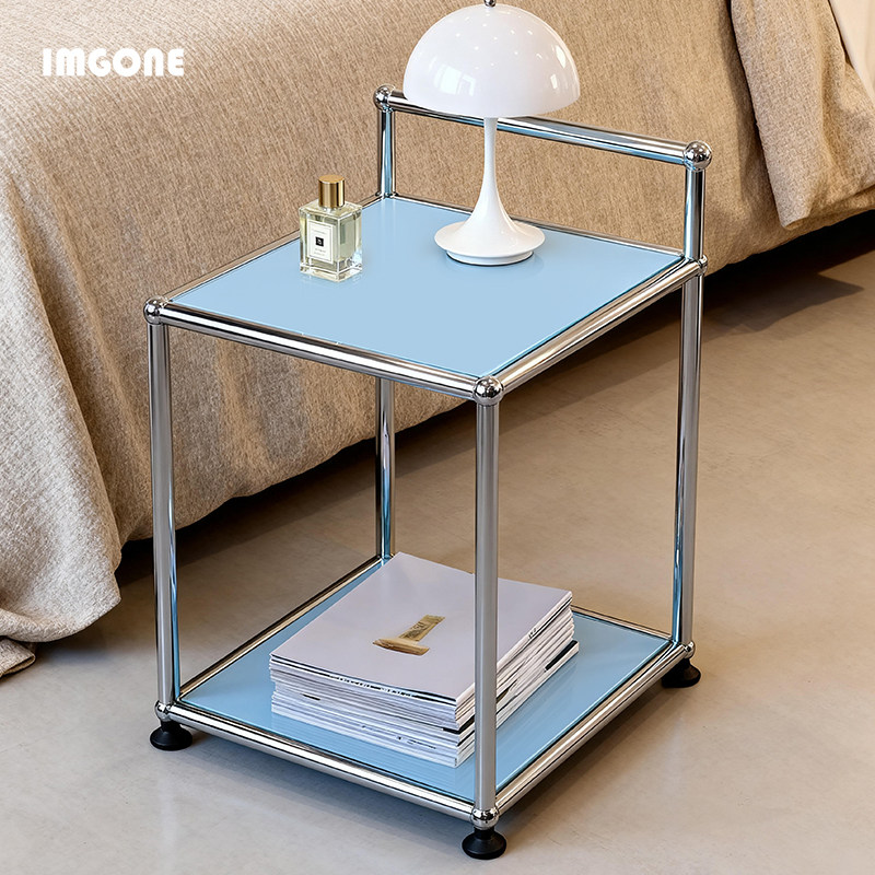 可移动边几ONEUSM推车不锈钢包豪斯中古边柜模块床头柜玻璃小茶几,淘宝优惠券,粉丝福利购,淘宝优惠卷