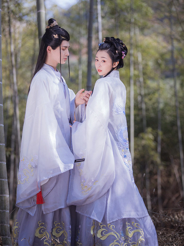 杞瑾女原创【初见】齐腰交领情侣汉服 杞瑾汉服