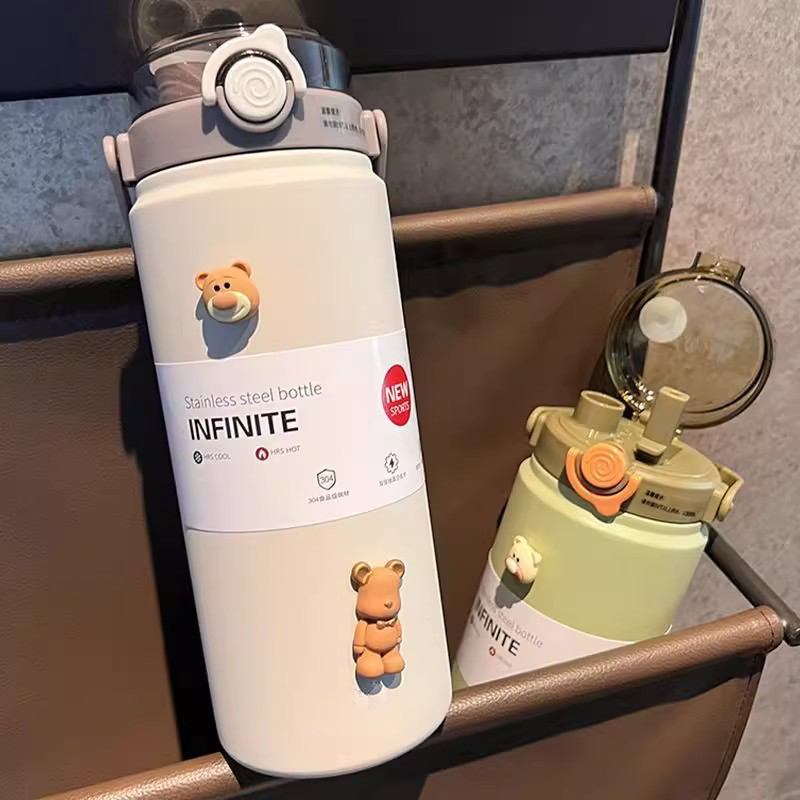 双饮大容量保温杯女生高颜值吸管水杯便携316不锈钢杯子男保温壶 - 图1