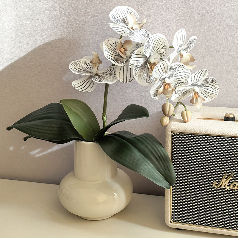 LIVETAI轻奢风家居餐桌花艺客厅餐厅ins仿真花保湿蝴蝶兰陶瓷花瓶,淘宝优惠券,粉丝福利购,淘宝优惠卷