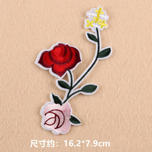 玫瑰花衣服装饰贴布贴花刺绣衣贴民族风格花朵大号花朵旗袍贴汉服 - 图3