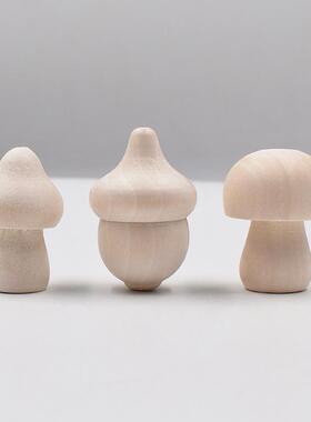 创意木头家居diy彩绘儿童玩具木质小蘑菇摆摆件