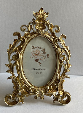 6寸树脂相框摆台样板房家居装饰摆件美式金色相框欧式创意婚纱照
