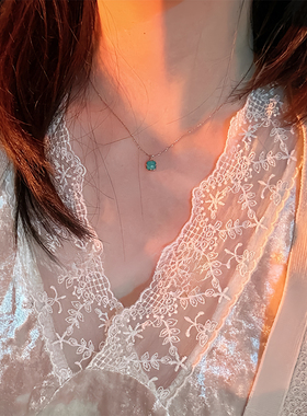 绿松石方糖吊坠项链配饰高级感