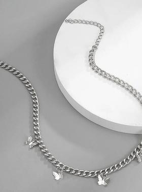 钛钢古巴链女不过敏锁骨链不褪色