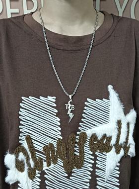 钛钢钛钢麻花链男女不掉色项链