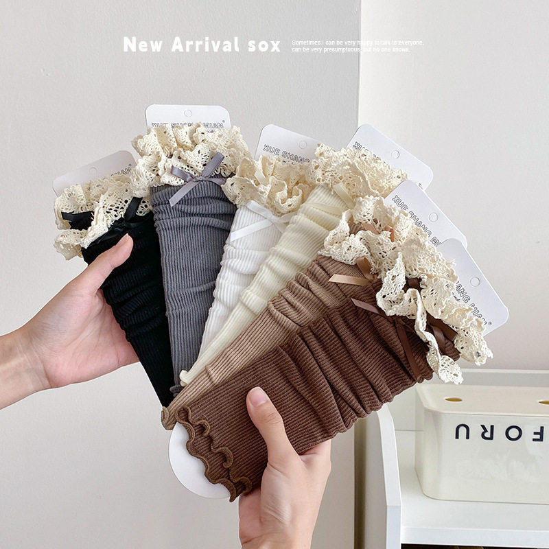 泡泡袜套女花边蝴蝶结Lolita芭蕾风日系jk风少女甜美腿套中筒袜子,淘宝优惠券,粉丝福利购,淘宝优惠卷