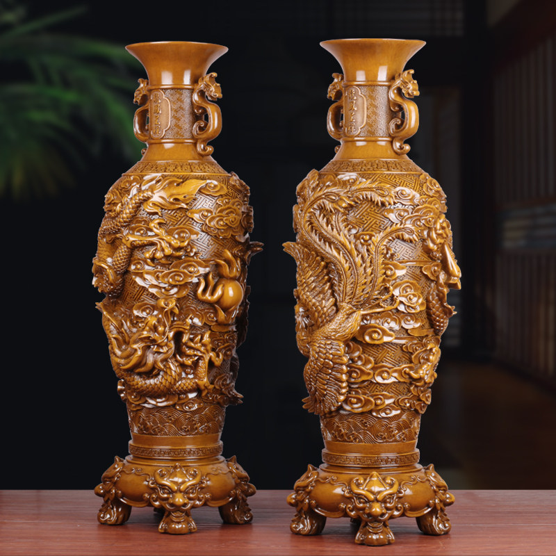龙凤花瓶摆件一对中式家居客厅门厅酒柜电视柜装饰品乔迁新居礼品,淘宝优惠券,粉丝福利购,淘宝优惠卷