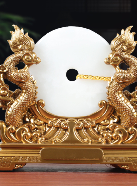 森木桐双龙献瑞平安扣摆件