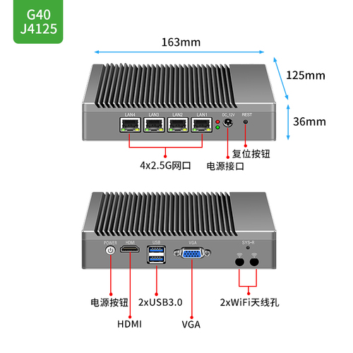 倍控J4125四核工控机N5105四核4网卡25G路由器爱快Windowscentosubuntulinux防火墙自动化视觉工控服务器