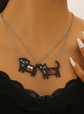 外贸热销创意可爱黑色猫鱼狗骨头