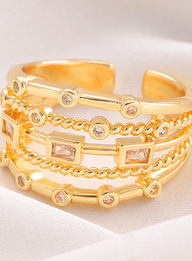 跨境时尚戒指欧美指环个性多层编