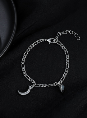 欧美跨境新款太阳月亮磁性相吸手链冷淡风情侣可调节手饰两件套女