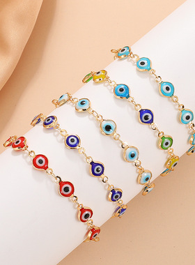 跨境彩色串珠手链复古十字架水滴