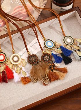 欧美跨境毛衣链项链女秋冬饰品挂