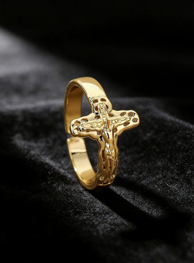 欧美跨境饰品十字架不锈钢戒指指