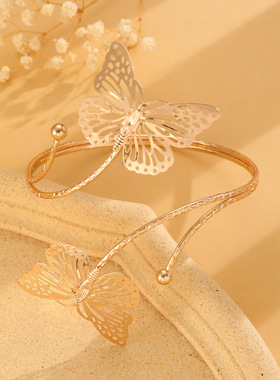 欧美跨境时尚新款蝴蝶手环夸张镂