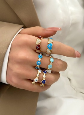 欧美ins恶魔之眼戒指女复古时尚