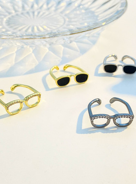 跨境热销迷你指间眼镜戒指女个性