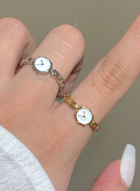 反向的钟~简约设计手表条戒指女