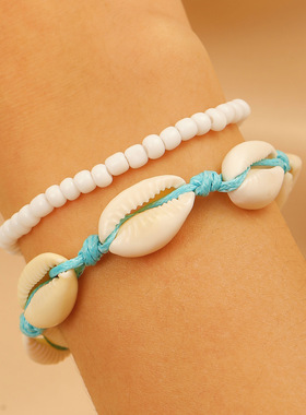 欧美跨境海洋波西米亚手链两件套