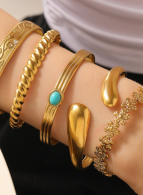 欧美跨境时尚ins风不锈钢手镯女