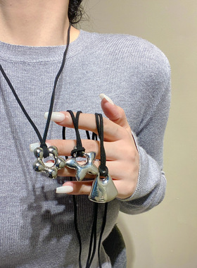 韩国博主同款拉丝五角星吊坠项链