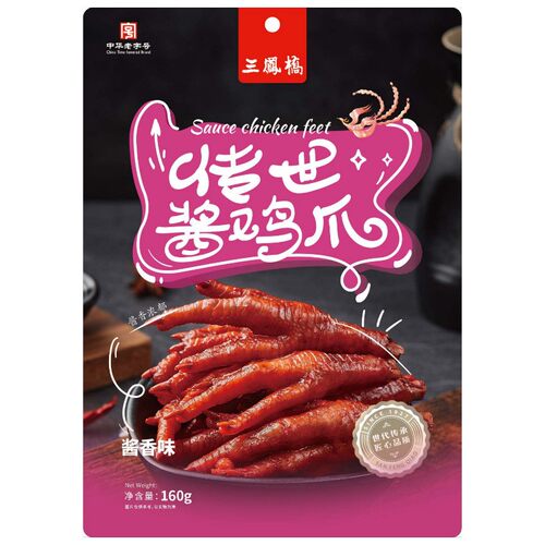 中华老字号江苏无锡特产三凤桥卤味酱鸡爪160g小包装零食散装称重 - 图0