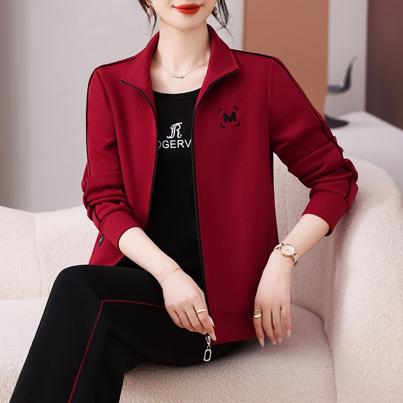 恩狐中年妈妈秋季显瘦减龄中老年女春秋新款时尚运动套装三件套装,淘宝优惠券,粉丝福利购,淘宝优惠卷