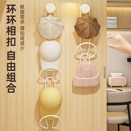 帽子收纳吸盘挂钩免打孔门后帽子架悬挂钩子放帽子神器包包围巾架 - 图1