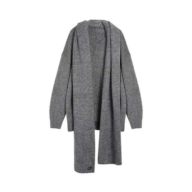 Lazy style loose V-neck off-shoulder sweater