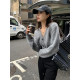 Wool knitted cardigan sweater women v-neck jacket