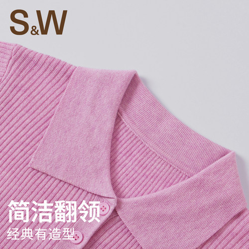 SW速惟针织短袖女polo领纯欲小衫纽扣高级设计感别致上衣2026新款 - 图0