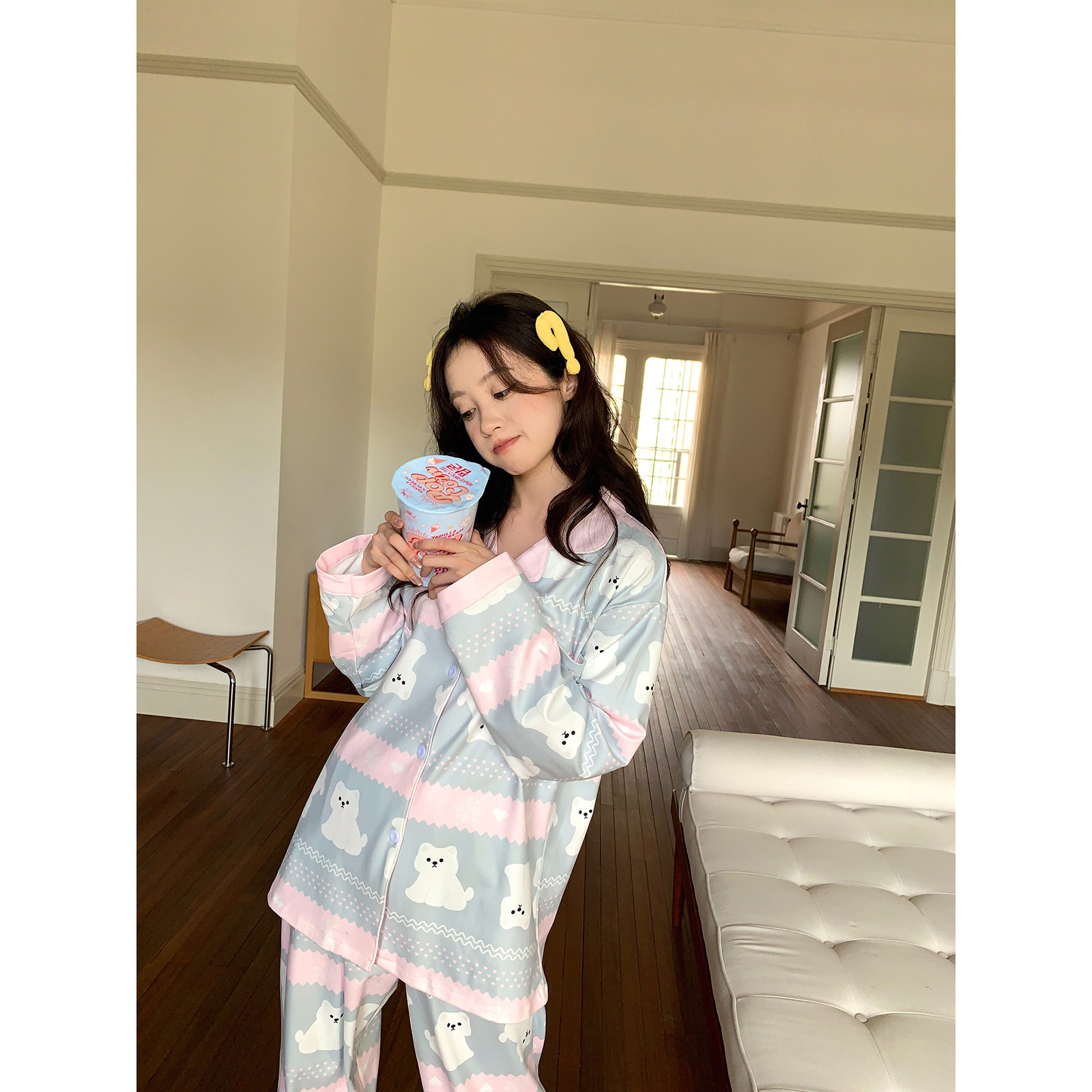 馨帮帮Homedress 2025秋季撞色卡通睡衣套装女德绒宽松舒适家居服,淘宝优惠券,粉丝福利购,淘宝优惠卷