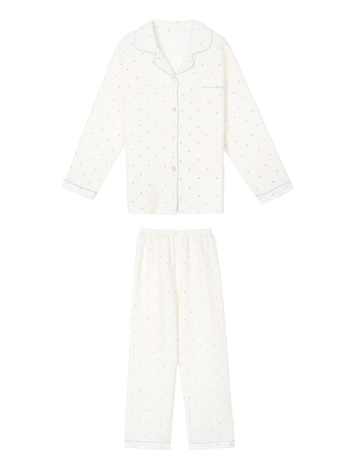 馨帮帮Homedress 秋冬波点加厚夹棉睡衣套装女泡泡棉可外穿家居服,淘宝优惠券,粉丝福利购,淘宝优惠卷